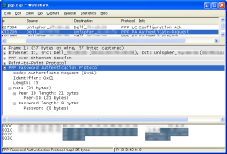 WiresharkでPPPoEの一部を見たの図